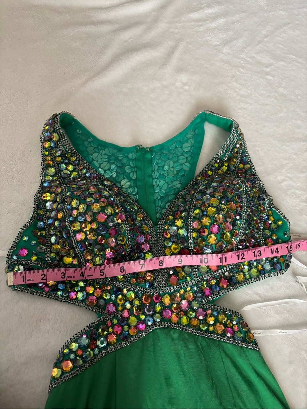 Embellished y2k Vienna Prom emerald gown - Picture 8 of 10